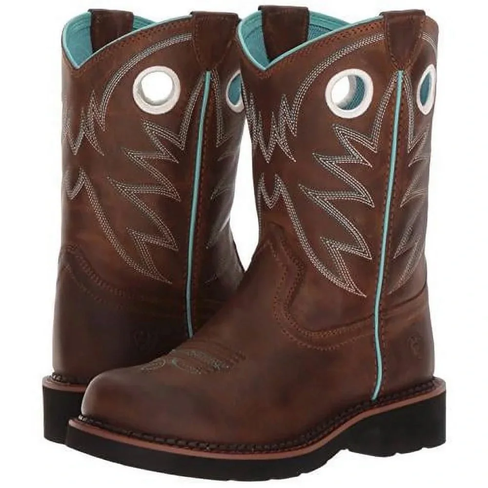 ARIAT Girls Brown Leather Cowboy boots. Size Kids size 3